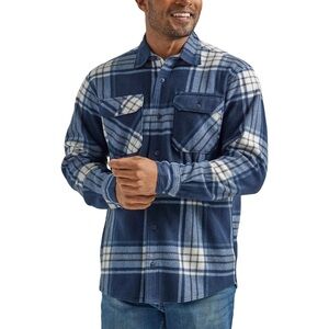 Wrangler Navy and White Plaid Flannel Shirt